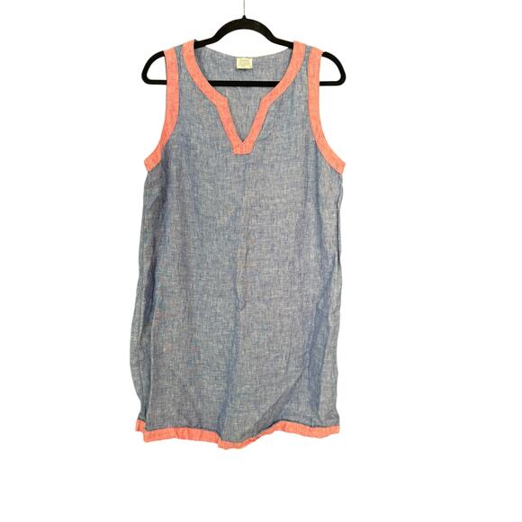 Sigrid Olsen 100% Linen Shift Dress Blue Sleeveless Beachy Nautical Minimalist M - Picture 9 of 9